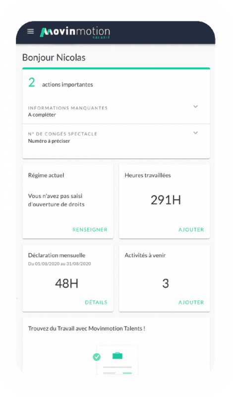 mock up de Movinmotion Salarié